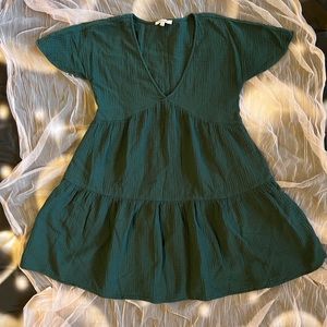 Madewell Lightspun Popover Tiered Mini Shift Dress Size XS